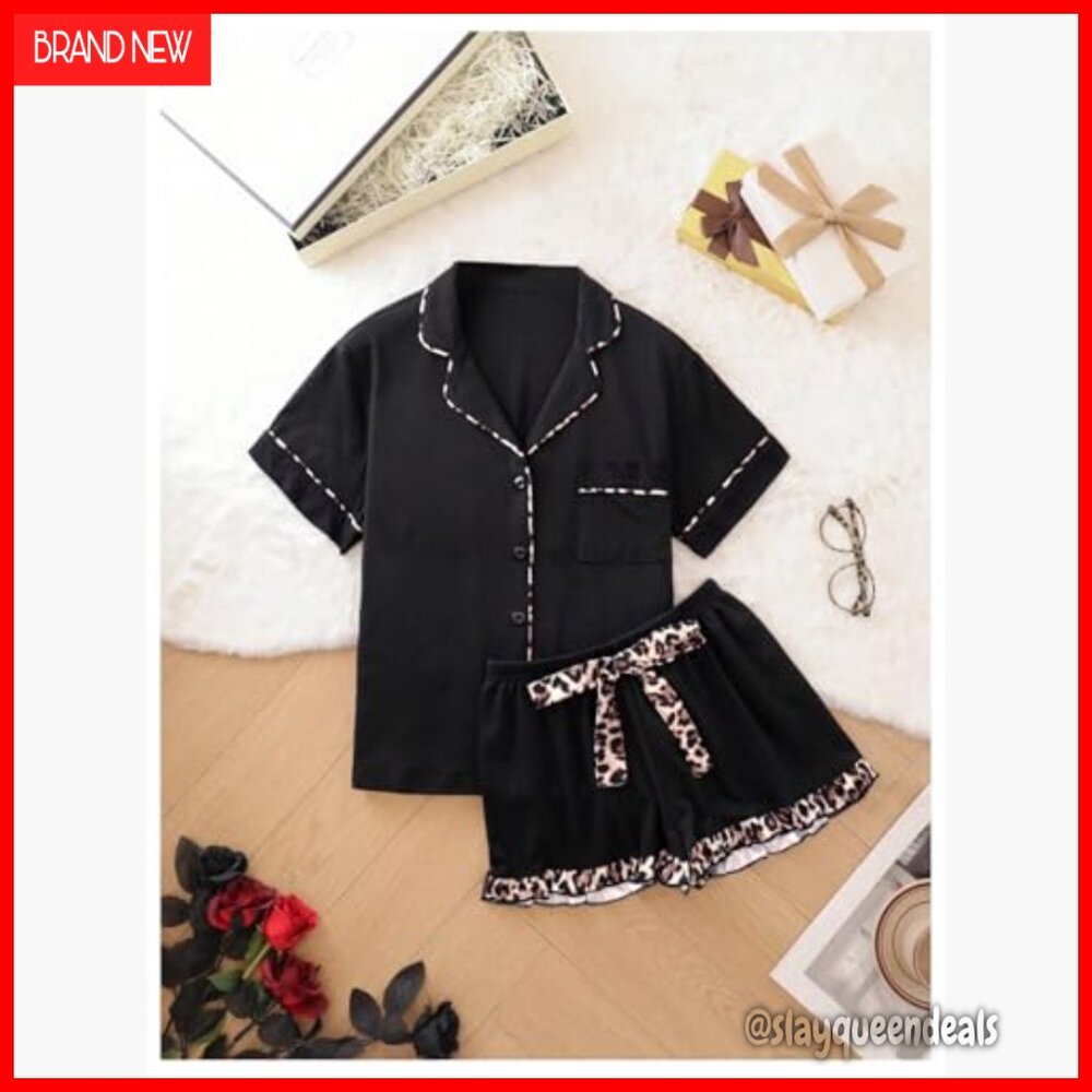 Medium Polyester Pajama Set With Button Front And… - image 3